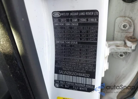 2013 Land Rover Range Rover Evoque Pure z USA, uszkodzony, nr VIN SALVN2BG5DH844032